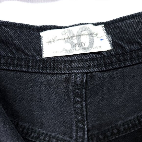 We The Free People Distress Baggy Jeans Size 30 Black Wide Leg Denim Button Fly - Picture 10 of 15